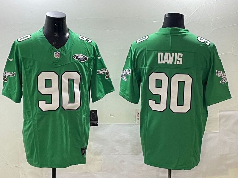 Men Philadelphia Eagles #90 Davis Green three generations 2025 Nike Vapor Limited NFL Jersey style 4